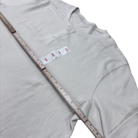 Old Navy Cream Waffle-Knit Henley Shirt XXL 60% Cotton 40% Polyester Long Sleeve - Picture 9 of 11
